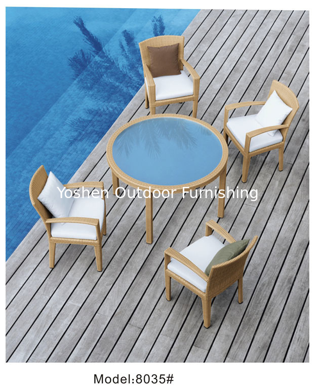 5-piece resin wicker rattan outdoor patio dining set with 4 armchairs-8035