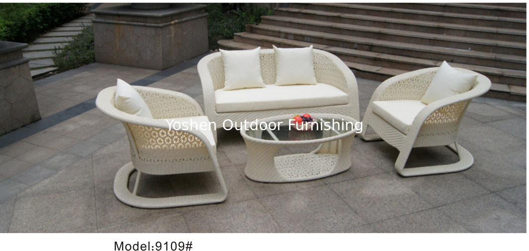 4pcs Rattan  furniture outdoor flower weave pattern wicker sofa set with cushion-9019