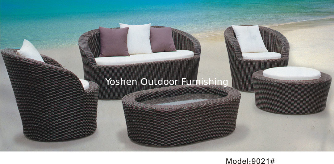5 piece -Rattan outdoor Leisure backyard patio PE rattan wicker sofa set ottoman -9021