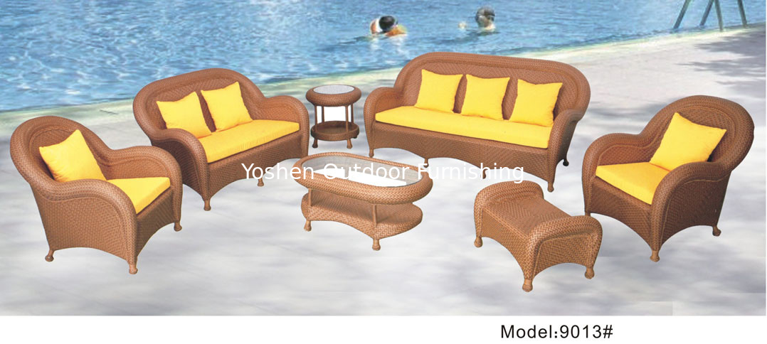 6 piece -Tradition Chinese Style garden patio sofa set 7 pieces rattan wicker material -9013