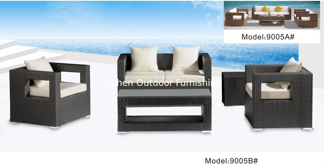 4piece -Rattan wicker Outdoor Patio garden loveseat club chair Sofa Set furniture  -9005B