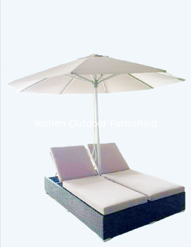 Luxury indoor chaise lounge modern outdoor lounger dual double chaise lounge with umbrella canopy ---6500