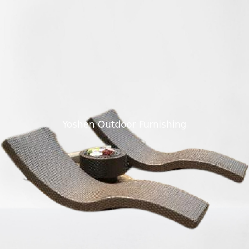 Outdoor rattan garden sun chair wicker plastic resin beach bed sun lounger outdoor relaxing sun bed---6299