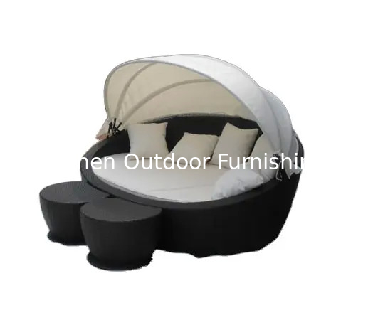 Wicker rattan beach loungers plastic cheaper pool lounge chair garden patio outdoor day bed with cushion---6119
