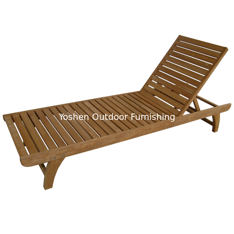 Factory direct swimming pool furniture wooden pool chair beach bed wood outdoor chaise lounge chair---6235