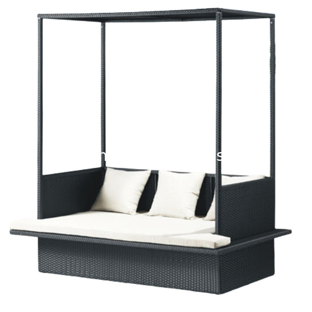 Wholesale hotel resort beach bed wicker rattan swimming pool cabana outdoor---6090