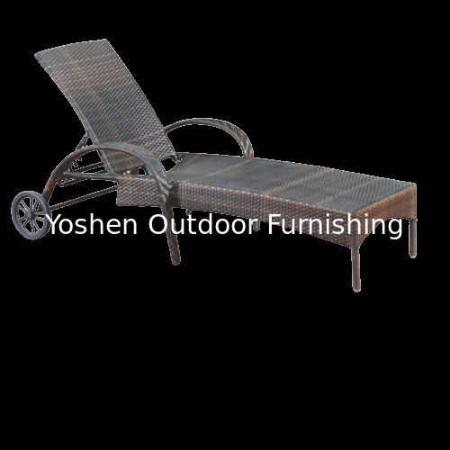 Comfortable rattan wicker outdoor pool beach furniture daybed sunbed sun chaise lounger chair with wheels---6092
