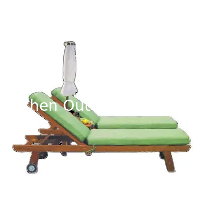 Wooden Beach club furniture teak beach bed Outdoor chaise lounger chair teak---6058