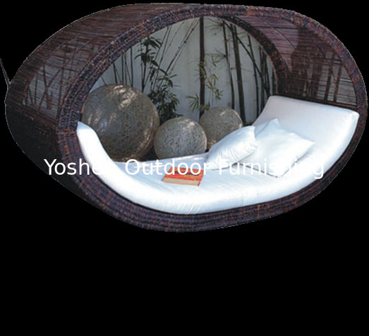 Rattan wicker plastic waterproof chaise daybed beach bed canopy daybed outdoor garden cabana with cushions---6020