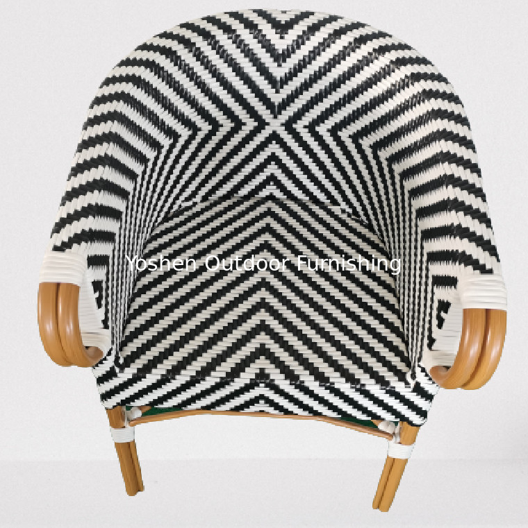 Bamboo garden furniture plastic rattan wicker woven luxury outdoor dining chair armrest zebra chai---6306