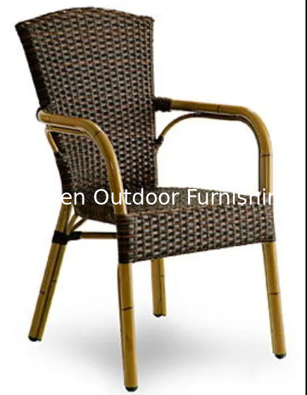Aluminum Bamboo look Garden Rattan wicker Chair outdoor cafe chair plastic coffee shop chair---YS5606