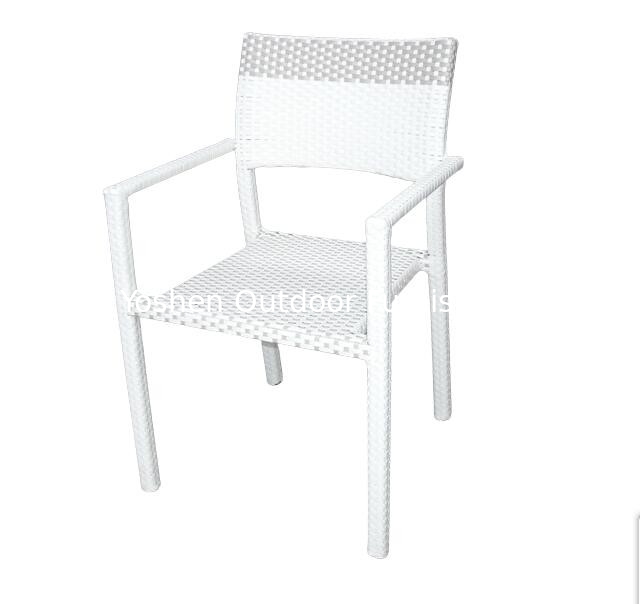 White PE rattan wicker salon chair outdoor plastic gym chair aluminum frame garden colorful chair---YS5675