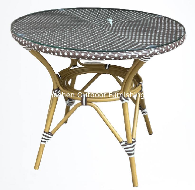 Outdoor table and chair set rattan garden furniture set dining table waterproof hotel resort beach table---7001