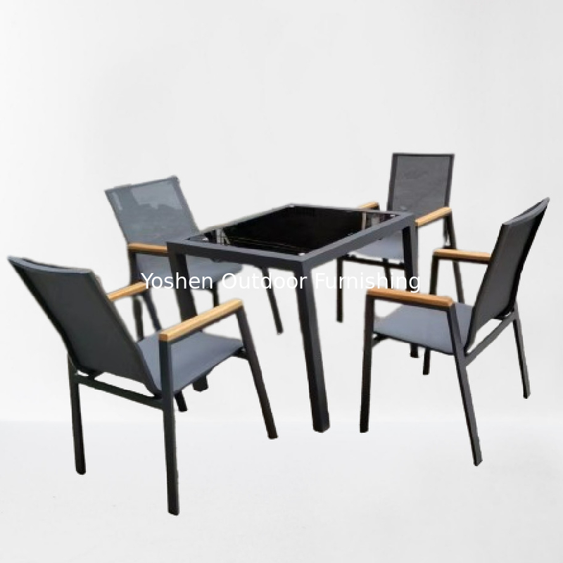 Aluminum square outdoor table and chair set UV resist beach table garden hotel resort outdoor table---6304