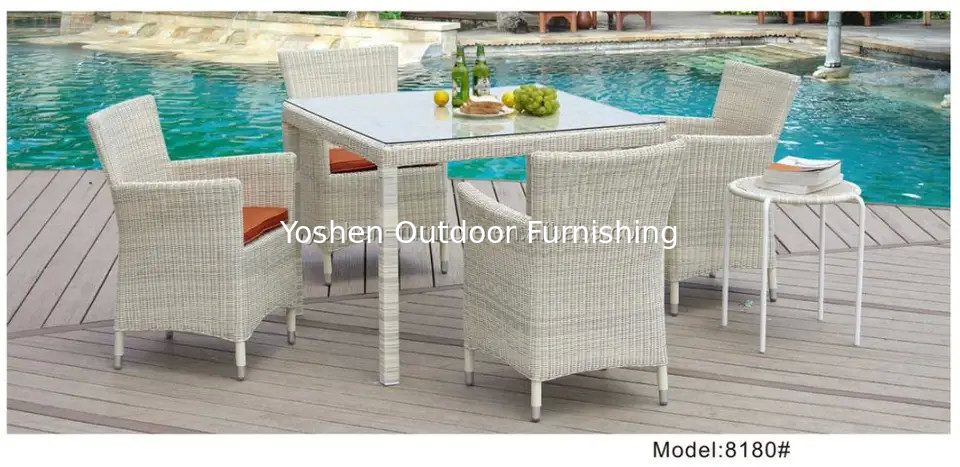 6pcs classic UK European style outdoor garden PE rattan wicker dining set resin plastic ding chairs---8180