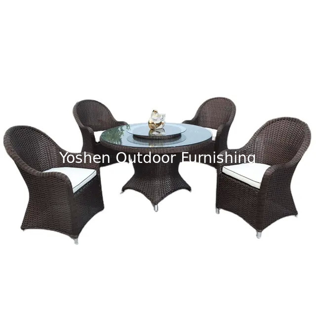 5 pieces rattan wicker dining set outdoor furniture garden wicker rotated dining table &amp; chair furniture---8311