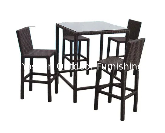 5 piece bar table set bar stools outdoor wicker patio furniture high dining bar set---8103