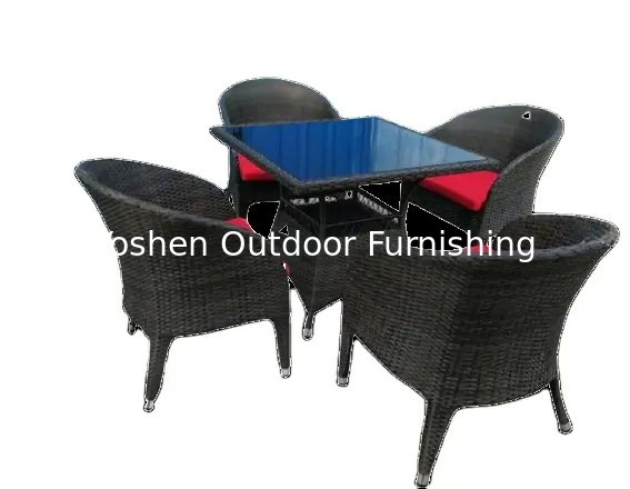 Hotel garden dining room furniture wicker rattan patio furniture set resort plastic outdoor dining set---8001A
