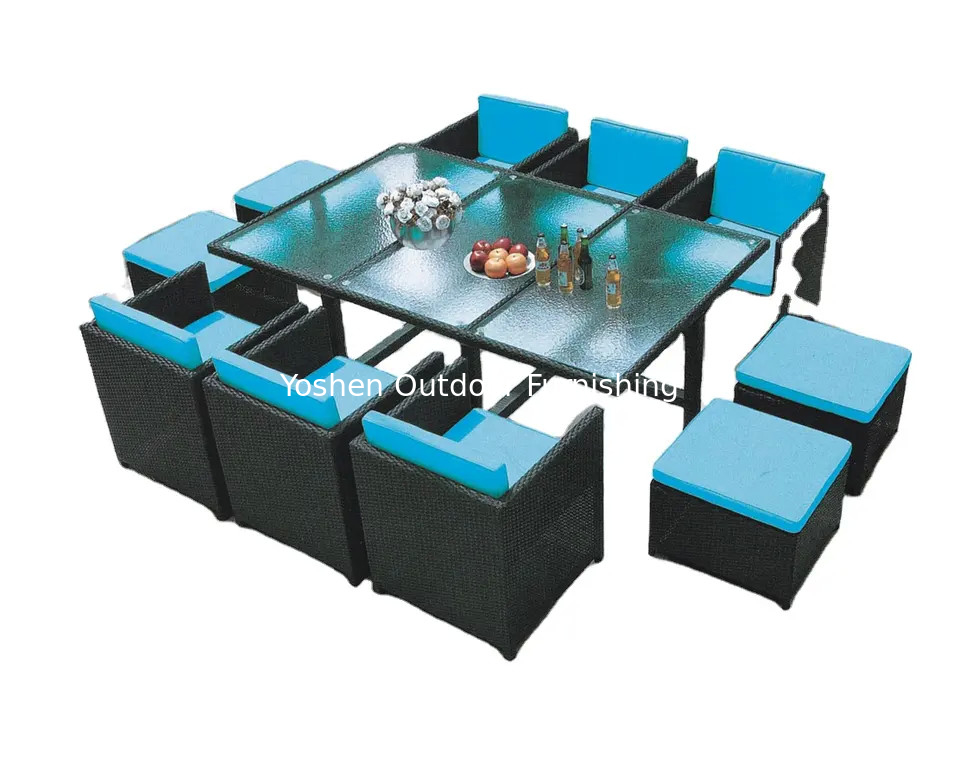 10pcs hotel resort patio outdoor dining set wicker resin rattan garden furniture set---8296
