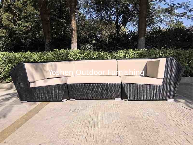 Terrace Furniture Seat Lounge Outdoor Black Rattan Wicker Sofa Luxury Garden Furniture Outdoor Sofas Patio Furniture Set YS8000