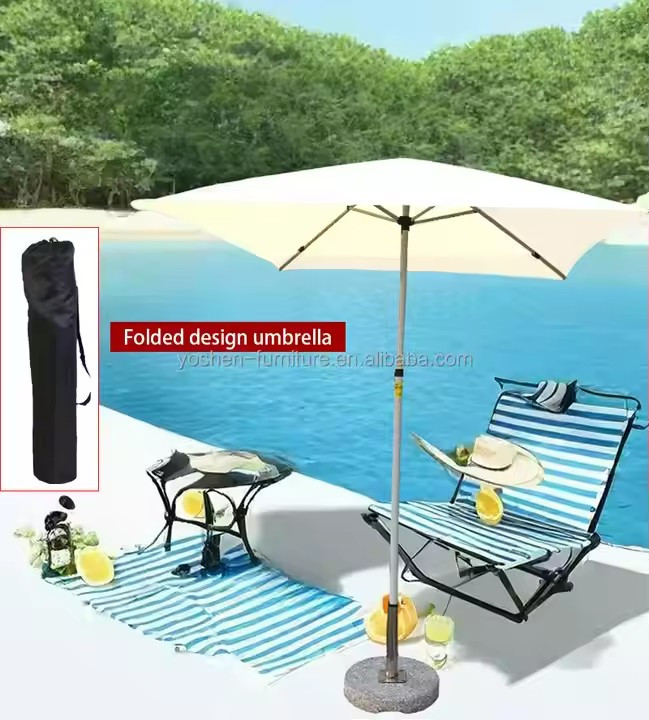 Yoshen 6.5ft Camp Portable Sunshade Patio Umbrella Canopy Fishing Pool Umbrella Light Weight Folding Outdoor Umbrella Parasol