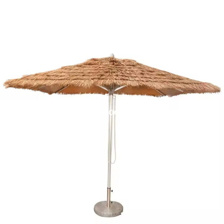 8 FT Aluminum Vintage Maldives Umbrella Beach House Hula Beach Umbrella Resort Thatched Tiki Umbrella