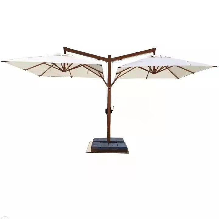10ft Aluminum Double Canopy Garden Umbrella Parasol Two Heads Patio Umbrella Twin Beach Umbrella