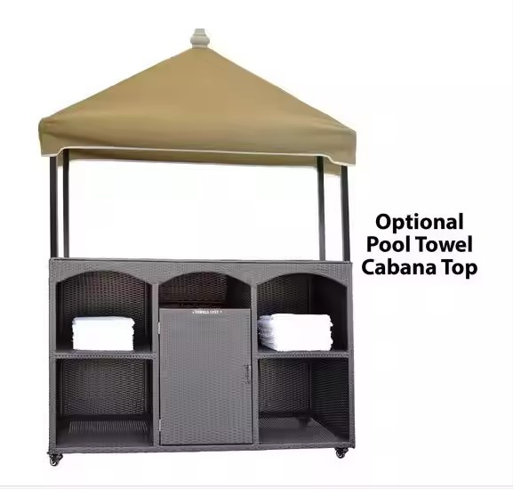 Best Selling Hotel Outdoor Pool Equipment Storage Plastic Rattan Pool Cabinet Towel Storage Poolside With Wheels