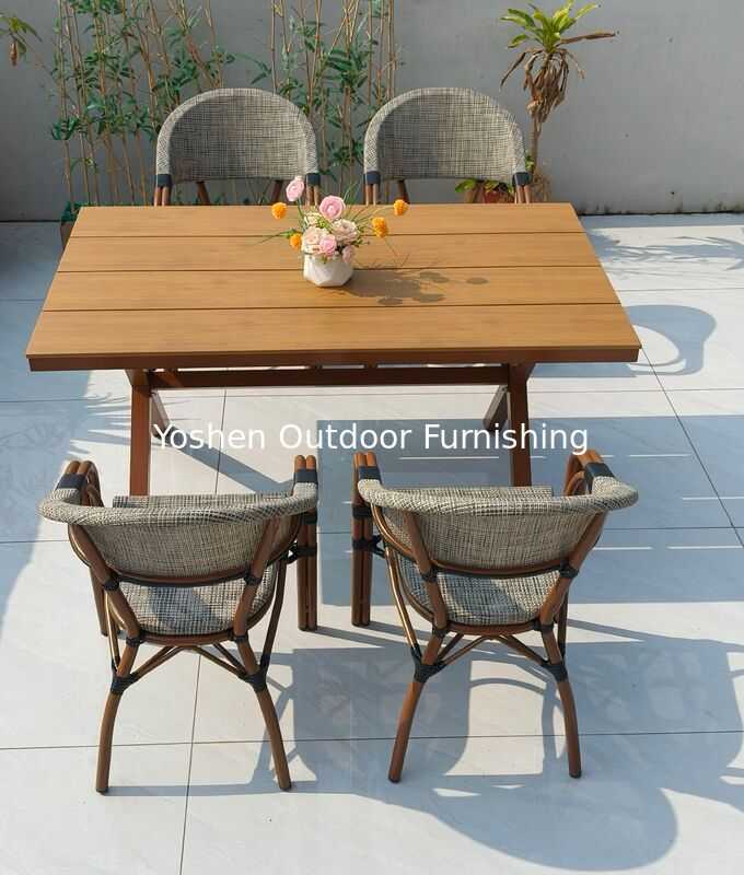 6 Seater Sturdy Aluminum Frame Oval Rattan Dining Table Outdoor for Hotel Resort Courtyard