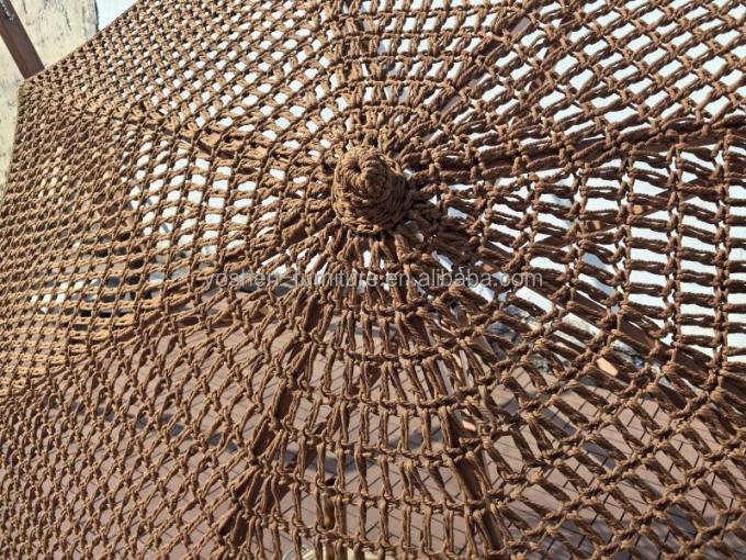 9 ft Coffee Chocolate Outdoor Macrame Beach Umbrella Rope Woven Crochet Umbrella Tassel Fringe Market Umbrella 3