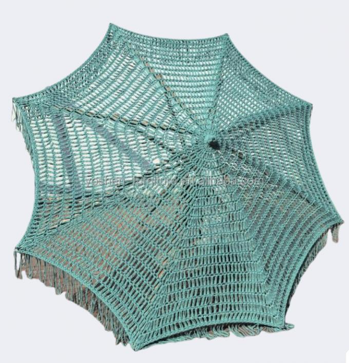 9 ft Coffee Chocolate Outdoor Macrame Beach Umbrella Rope Woven Crochet Umbrella Tassel Fringe Market Umbrella 6