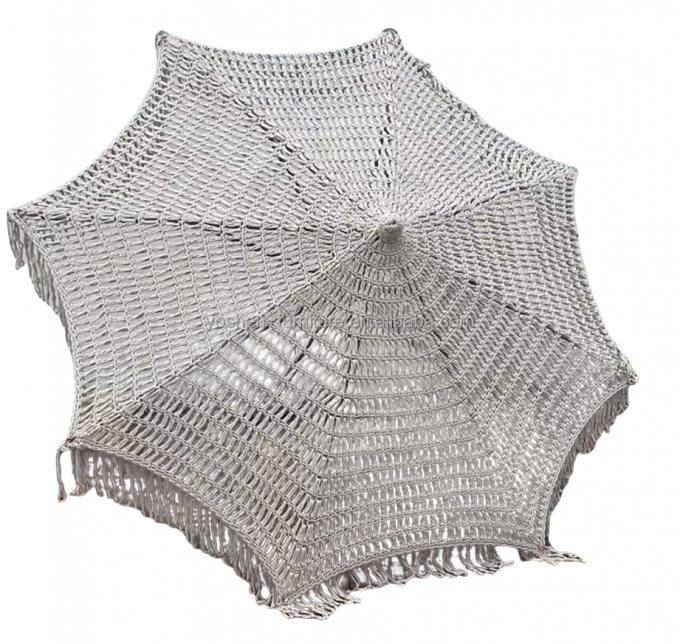 9 ft Coffee Chocolate Outdoor Macrame Beach Umbrella Rope Woven Crochet Umbrella Tassel Fringe Market Umbrella 8