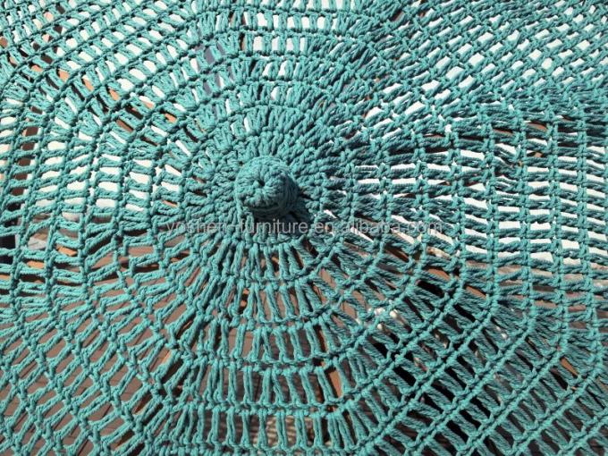 9 ft Green Outdoor Beach Tassel Umbrella Parasol Hotel Crochet Woven Umbrella Macrame Umbrella 3