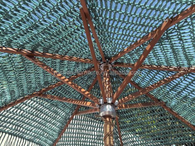 9 ft Green Outdoor Beach Tassel Umbrella Parasol Hotel Crochet Woven Umbrella Macrame Umbrella 4