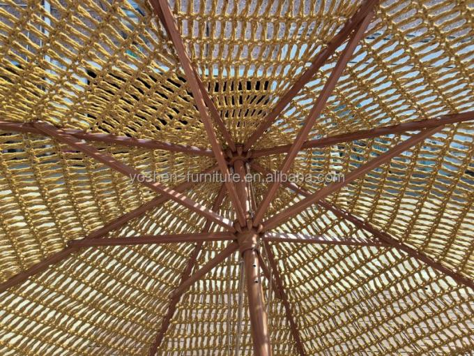 9 ft Yellow INS Trend Resort Umbrella Parasol Woven Crochet Umbrella Tassel Macrame Parasol 3