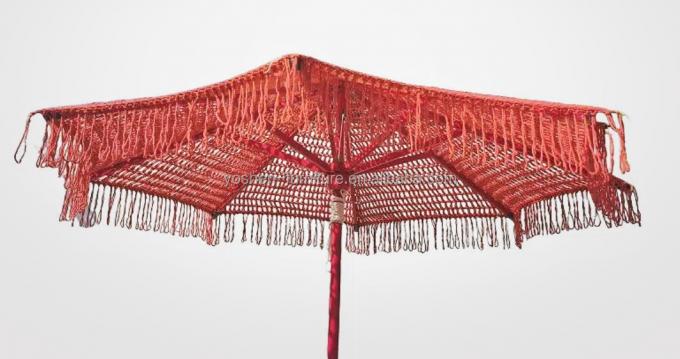 9 ft Red pink Colorful Outdoor Market Umbrella Rope Woven Macrame Umbrella Crochet Woven Umbrella Parasol 5