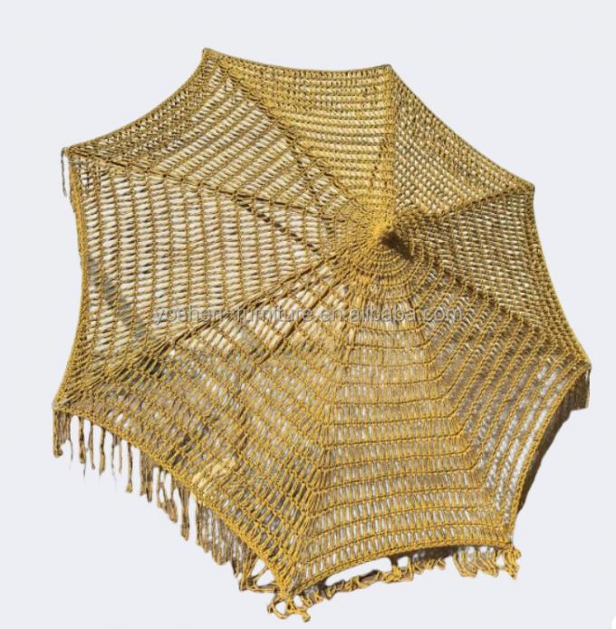 9 ft Red pink Colorful Outdoor Market Umbrella Rope Woven Macrame Umbrella Crochet Woven Umbrella Parasol 7