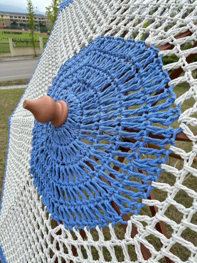 9 ft New Design Customized Woven Beach Umbrella Cotton Rope Macrame Parasols Handmade Tassels Woven Canopy Umbrella 1
