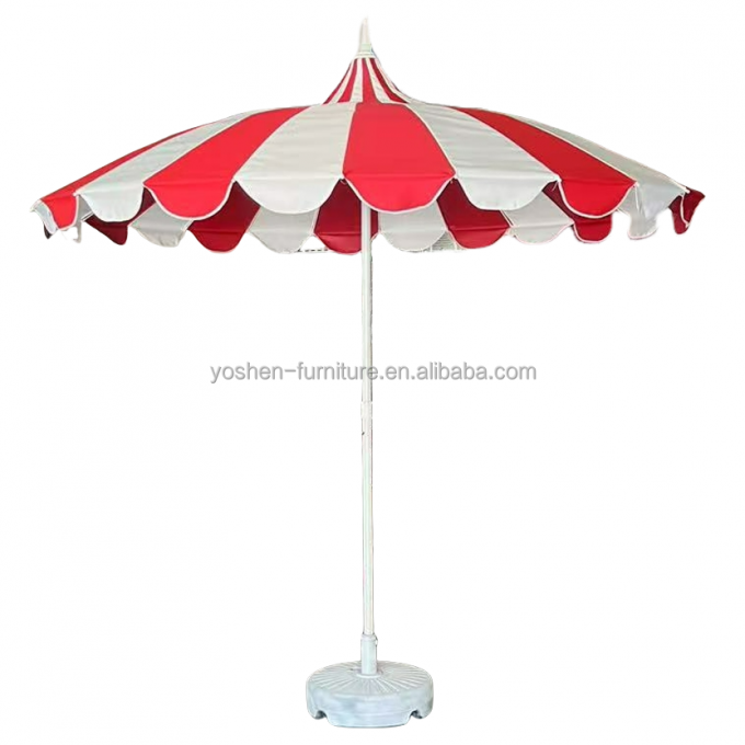 8.5 ft Stainless Steel Pole Pagoda Umbrella Patio Fiberglass Rib Beach Umbrella Red and White Pagoda Umbrella 2