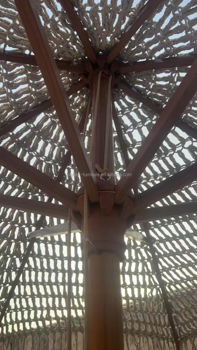 9 ft Commercial Market Umbrella Rope Tassel Macrame Parasol Popular Crochet Woven Umbrella 4