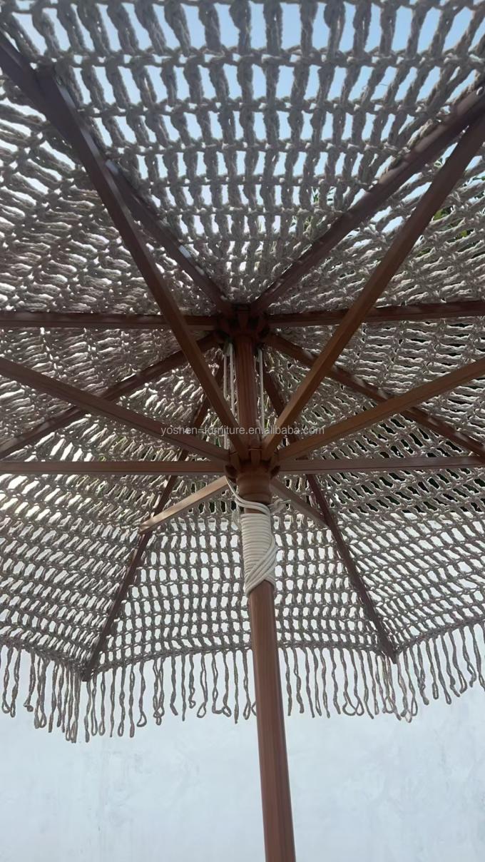 9 ft Commercial Market Umbrella Rope Tassel Macrame Parasol Popular Crochet Woven Umbrella 6