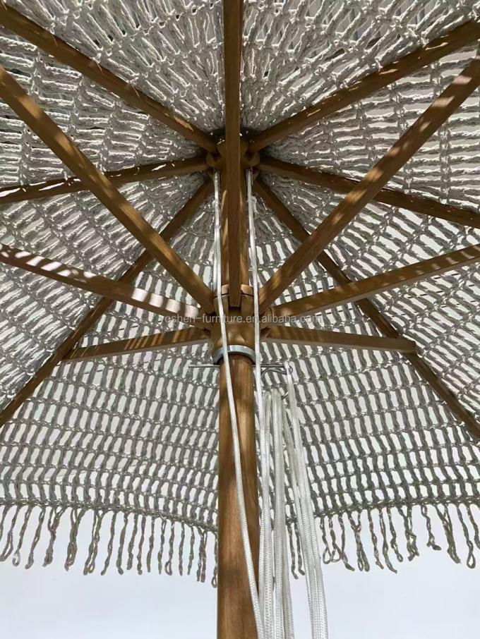 9 ft Hotel Tassel Beach Umbrella Fringe Umbrella World Market Cotton Rope Woven Crochet Tassel Canopy Umbrella Parasol 4