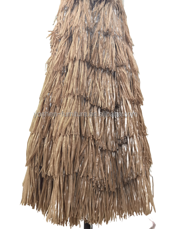 9 ft Synthetic Thatch Beach Umbrella 8 Ribs Plastic Thatched Tiki Umbrella Sand Beach Straw Umbrella With Fringe 1