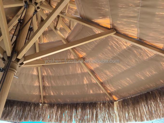 9 ft Synthetic Thatch Beach Umbrella 8 Ribs Plastic Thatched Tiki Umbrella Sand Beach Straw Umbrella With Fringe 5