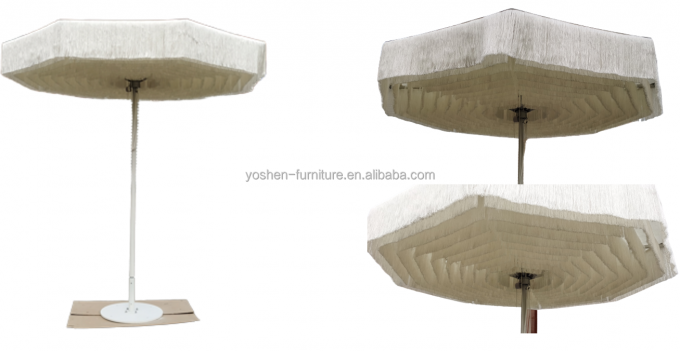 Custom Bali Resort Anti-UV Outdoor Luxury Hotel Tassel Umbrella Beach Umbrella Parasol With Tassels 1