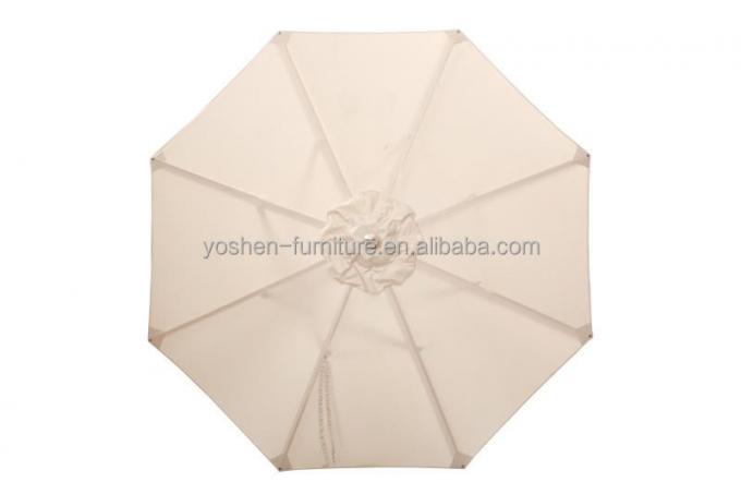 All Weather 10 Feet Outdoor Beach Round Canvas Wooden Parasol Hotel Resort Picnic Teak Pole Umbrella Sun Shade 3