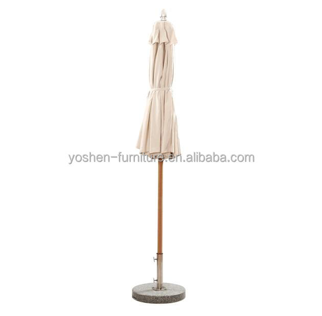 All Weather 10 Feet Outdoor Beach Round Canvas Wooden Parasol Hotel Resort Picnic Teak Pole Umbrella Sun Shade 4