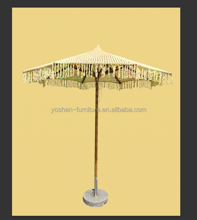 9 ft Hotel Tassel Beach Umbrella Fringe Umbrella World Market Cotton Rope Woven Crochet Tassel Canopy Umbrella Parasol 8