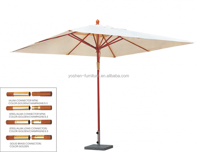 9ft White Wood Patio Umbrella Outdoor Central Pole Swimming Pool Umbrellas Wooden Beach Umbrella 0