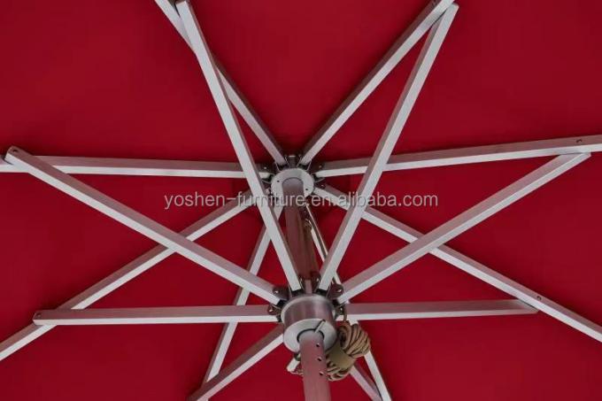 8ft Polyester Waterproof Red Parasol Cover Middle Pole Aluminum Patio Umbrella Outdoor Picnic Umbrella 2
